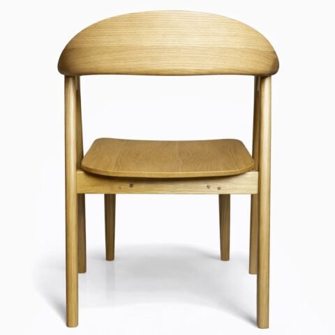 Curved wooden accent chair